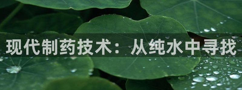 天宏娱乐a OO判官：现代制药技术：从纯水中寻找